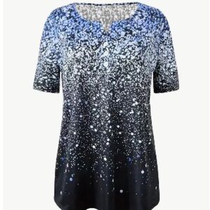 Black/Blue V-neck Top